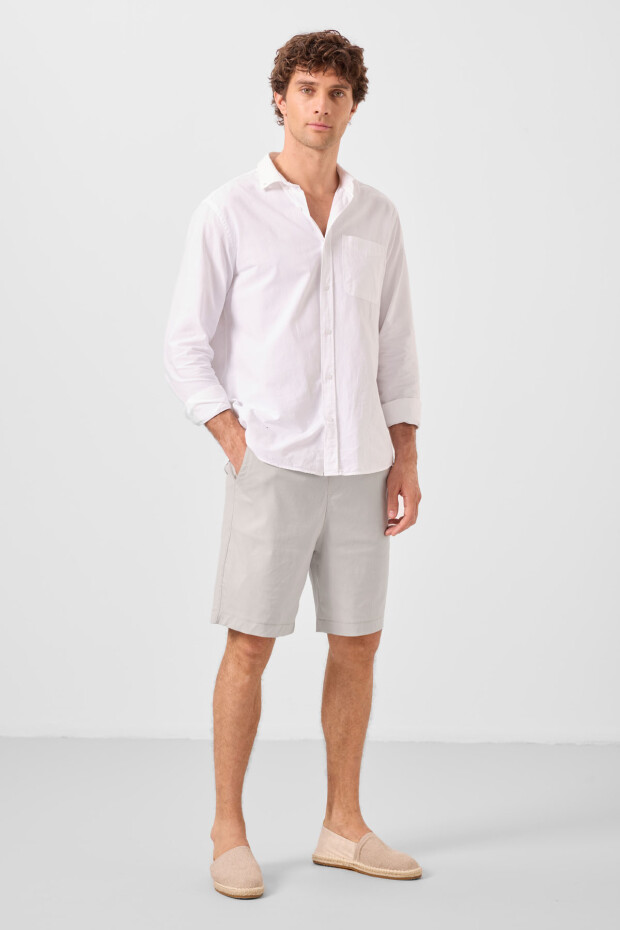Taş Standart Fit Dokuma Hafif Esnek Chino Erkek Şort - 81293