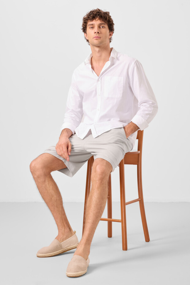 Taş Standart Fit Dokuma Hafif Esnek Chino Erkek Şort - 81293