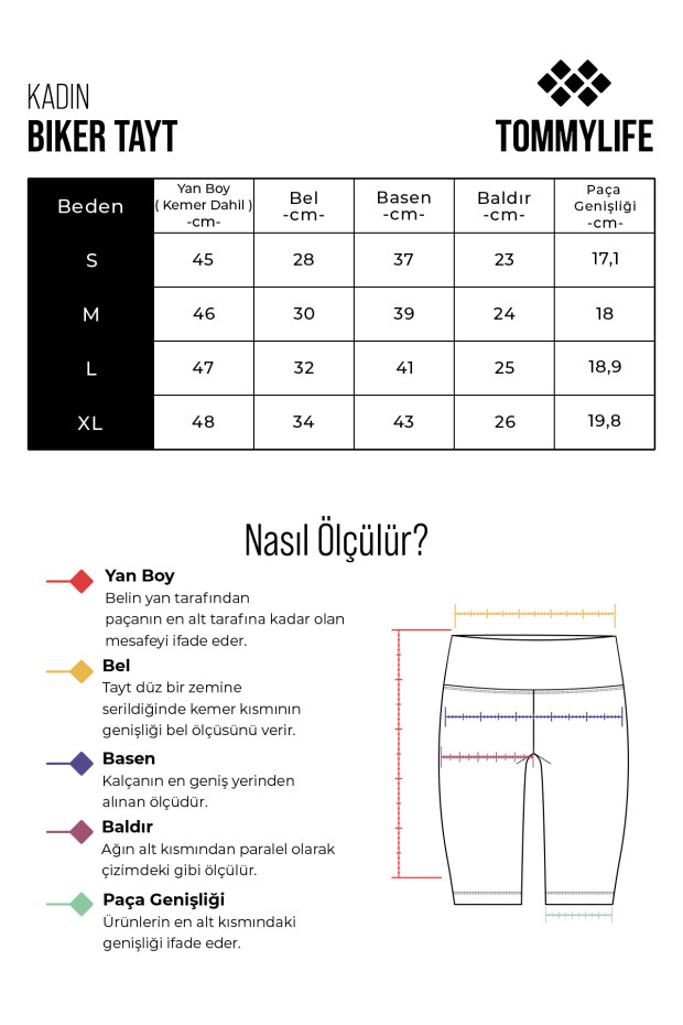 Taş Esnek Standart Fit Performans Kadın Biker Tayt - 91012 - 7