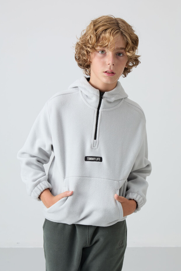 Taş Kalın Yumuşak Dokulu Standart Fit Nakışlı Polar Erkek Çocuk Sweatshirt - 11230 - 4