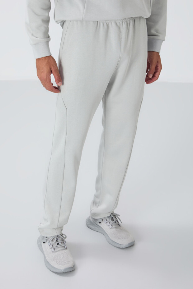 Taş Kompakt Pamuklu Kalın Pürüzsüz Dokulu O Yaka Comfort Fit Erkek Eşofman Takım -85263 - 3