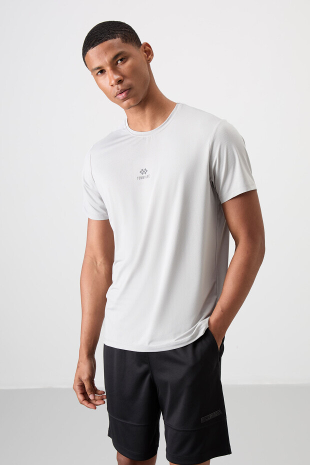 Taş Nefes Alan Dokulu İnce Esnek Standart Fit Erkek Performans T-Shirt - 88387 - 1
