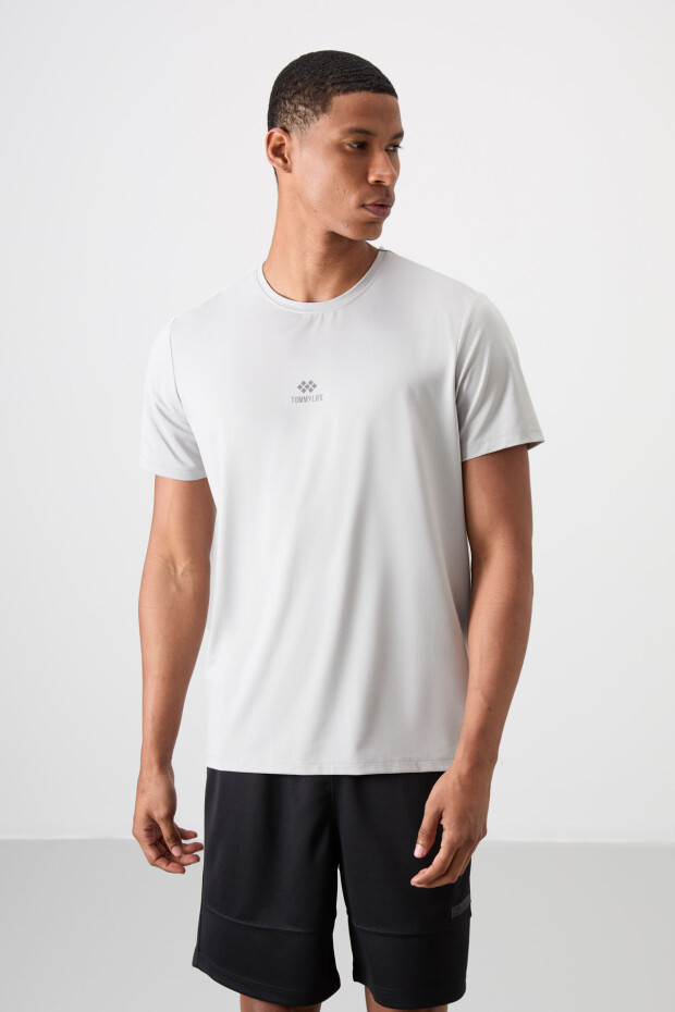 Taş Nefes Alan Dokulu İnce Esnek Standart Fit Erkek Performans T-Shirt - 88387 - 4