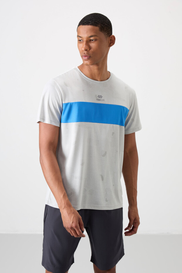 Taş Nefes Alan Jakarlı İnce Esnek Standart Fit Erkek Performans T-Shirt - 88398 - 4