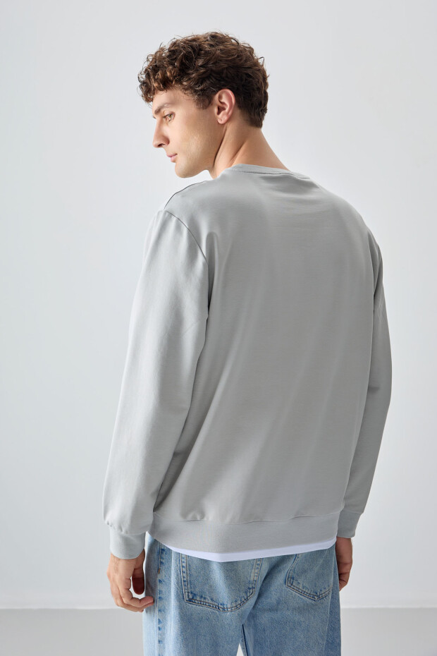 Taş Pamuk Yumuşak Dokulu Standart Fit Basic Erkek Sweatshirt - 88363 - 5