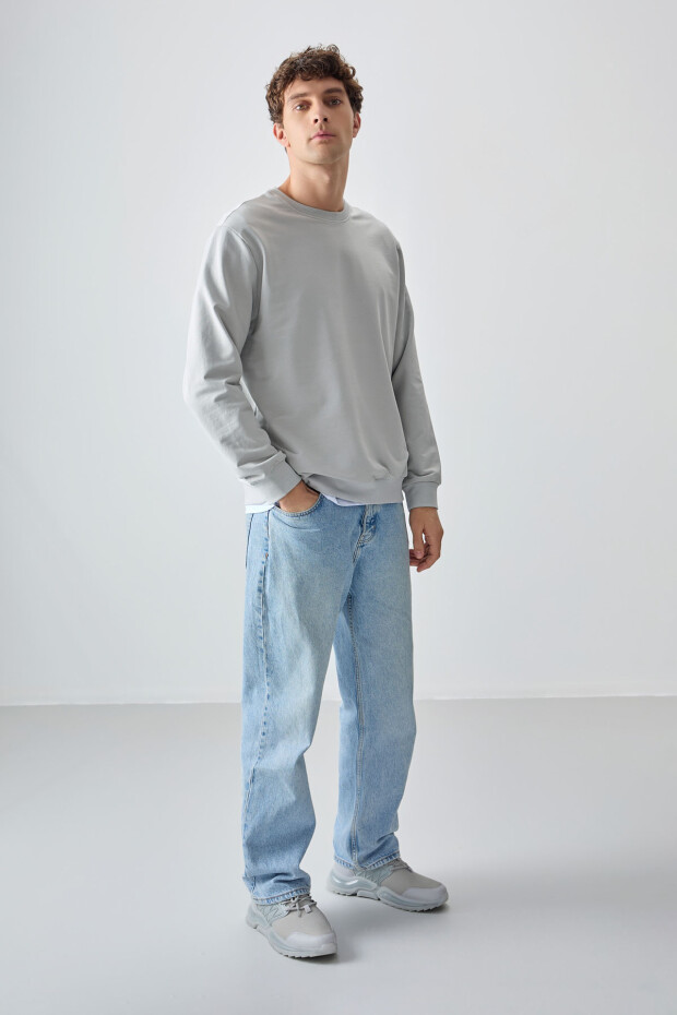 Taş Pamuk Yumuşak Dokulu Standart Fit Basic Erkek Sweatshirt - 88363 - 3