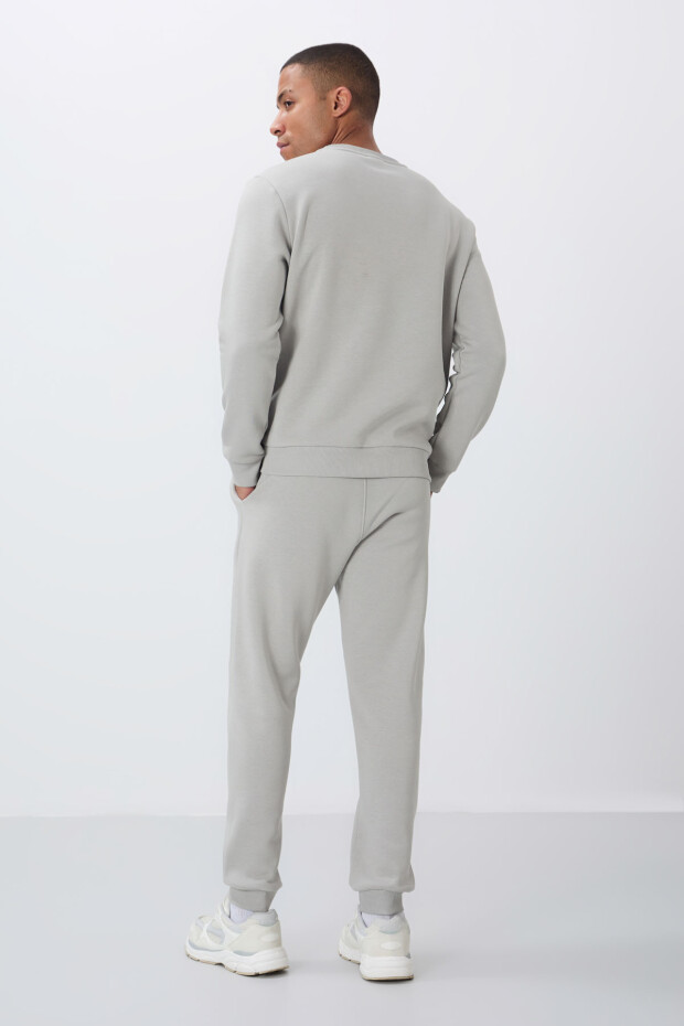 Taş Pamuklu Kalın İçi Tüylü Yumuşak Dokulu Comfort Fit Nakışlı Erkek Eşofman Takım -85265 - 7