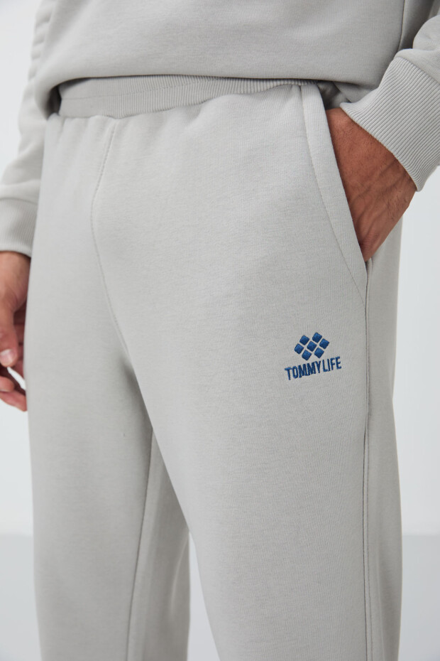 Taş Pamuklu Kalın İçi Tüylü Yumuşak Dokulu Comfort Fit Nakışlı Erkek Eşofman Takım -85265 - 5