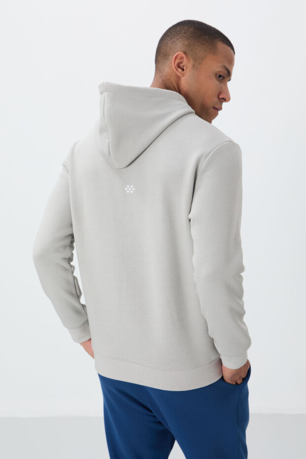 Taş Pamuklu Kalın İçi Tüylü Yumuşak Dokulu Comfort Fit Nakışlı Erkek Sweatshirt - 88419 - 5