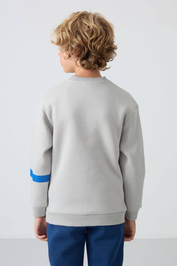 Taş Pamuklu Kalın İçi Tüylü Yumuşak Dokulu Standart Fit Baskılı Erkek Çocuk Sweatshirt - 11238 - 5
