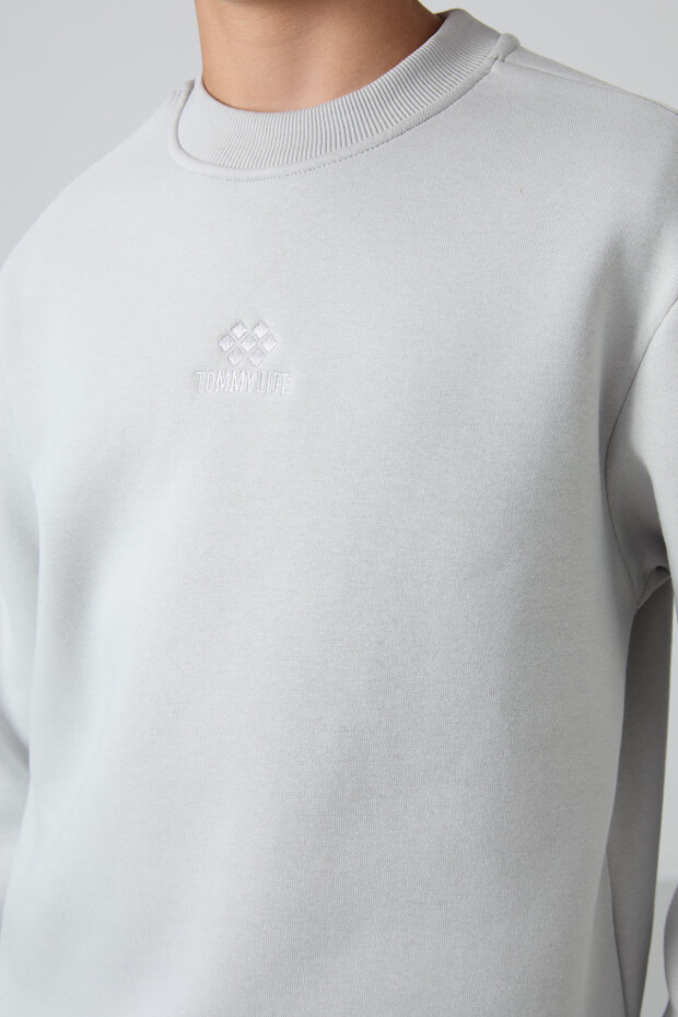 Taş Pamuklu Kalın İçi Tüylü Yumuşak Dokulu Standart Fit Nakışlı Erkek Çocuk Sweatshirt - 11232 - 3