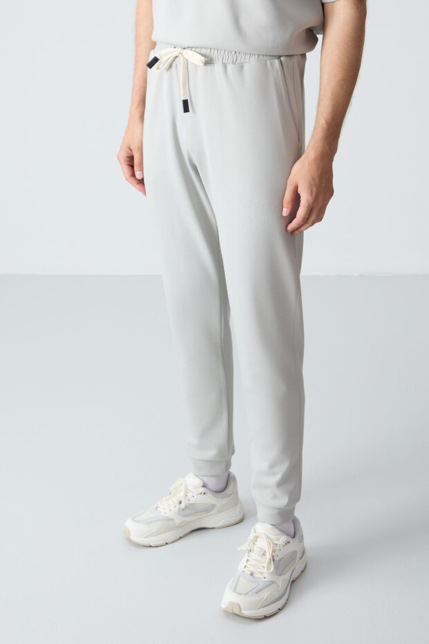 Taş Pamuklu Kalın Yumuşak Dokulu Oversize Fit Basic Erkek Eşofman Takım - 85261 - 3
