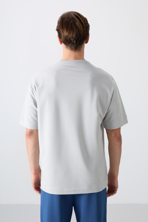 Taş Pamuklu Kalın Yumuşak Dokulu Oversize Fit Basic Erkek T-Shirt - 88349 - 5