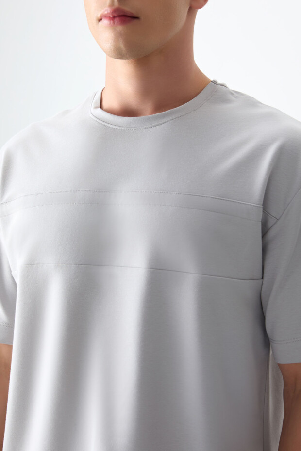 Taş Pamuklu Kalın Yumuşak Dokulu Oversize Fit Basic Erkek T-Shirt - 88378 - 2