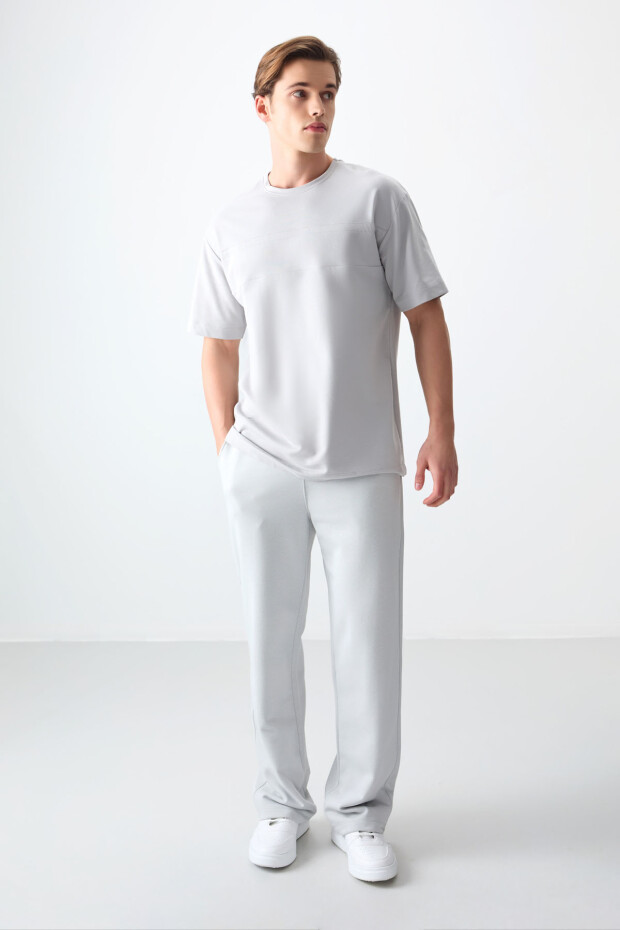 Taş Pamuklu Kalın Yumuşak Dokulu Oversize Fit Basic Erkek T-Shirt - 88378 - 4
