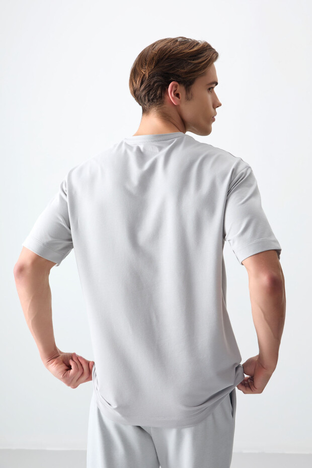 Taş Pamuklu Kalın Yumuşak Dokulu Oversize Fit Basic Erkek T-Shirt - 88378 - 5
