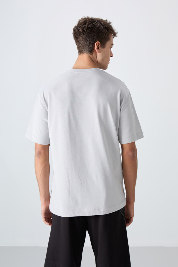 Taş Pamuklu Kalın Yumuşak Dokulu Oversize Fit Baskılı Erkek T-Shirt - 88331 - 5
