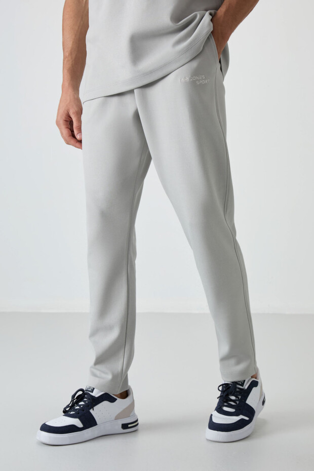 Taş Pamuklu Kalın Yumuşak Dokulu Oversize Fit Nakışlı Erkek Eşofman Takım - 85252 - 6