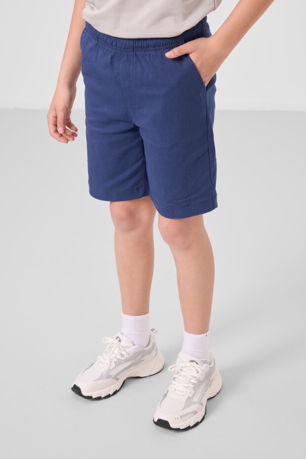 Taş-Parlament Pamuklu Oversize Fit Dokuma Hafif Esnek Chino Erkek Çocuk Şort Takım - 11278 - 4