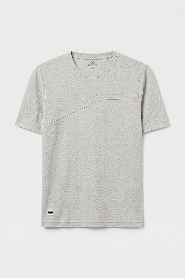 Taş Rahat Form Yüzeyi Dokulu Ön Dikiş Detaylı Erkek T-Shirt - 88437 - 1