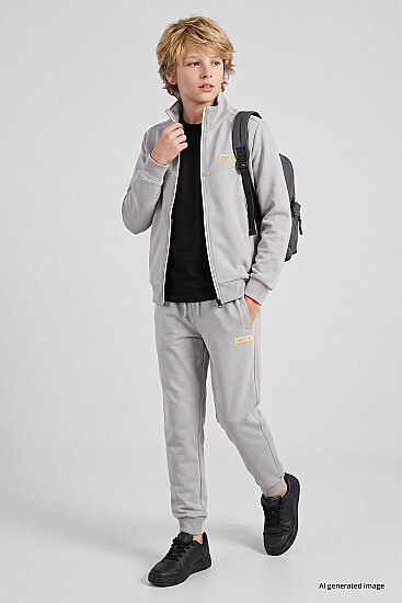 Taş Standart Fit Basic Dik Yaka Jogger Erkek Çocuk Eşofman Takım - 11327 