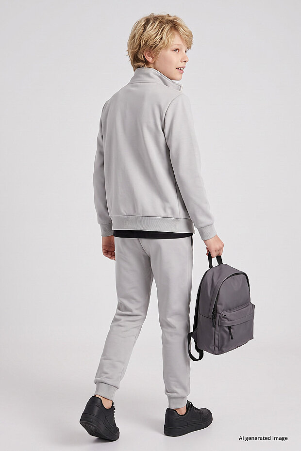 Taş Standart Fit Basic Dik Yaka Jogger Erkek Çocuk Eşofman Takım - 11327 - 5