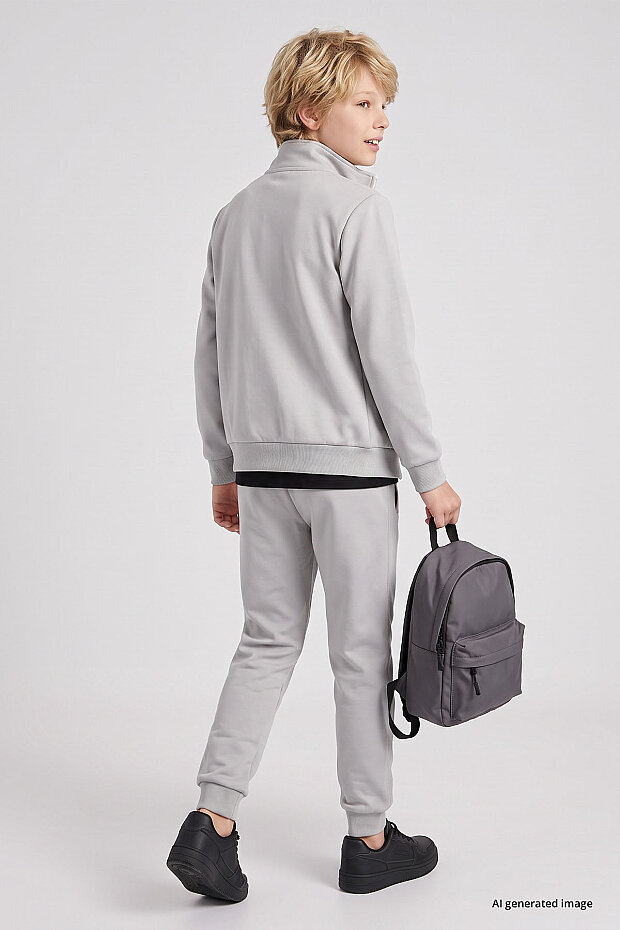 Taş Standart Fit Basic Dik Yaka Jogger Erkek Çocuk Eşofman Takım - 11327 - 5