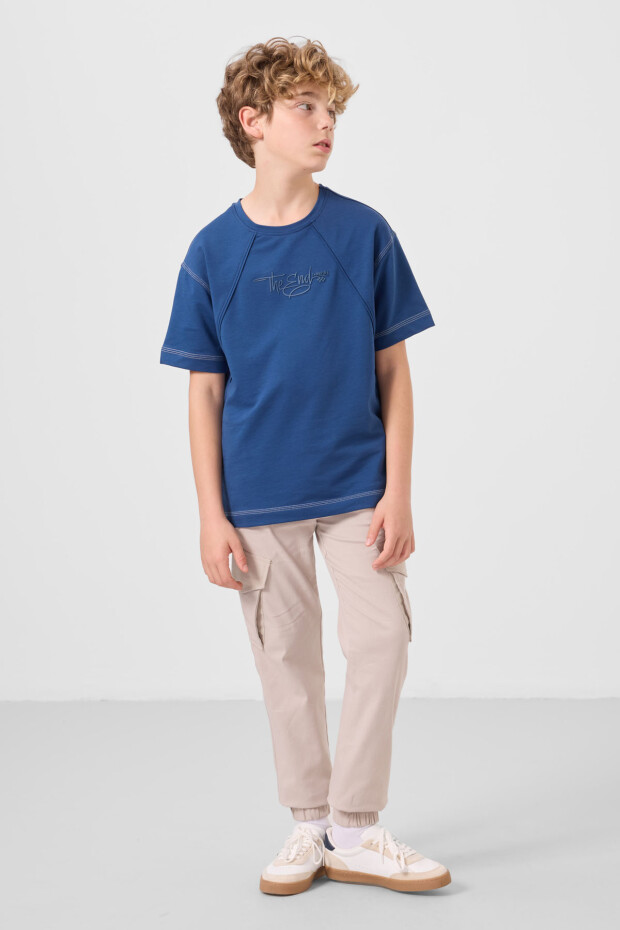 Taş Standart Fit Dokuma Hafif Esnek Chino Erkek Çocuk Pantolon - 11271 - 1