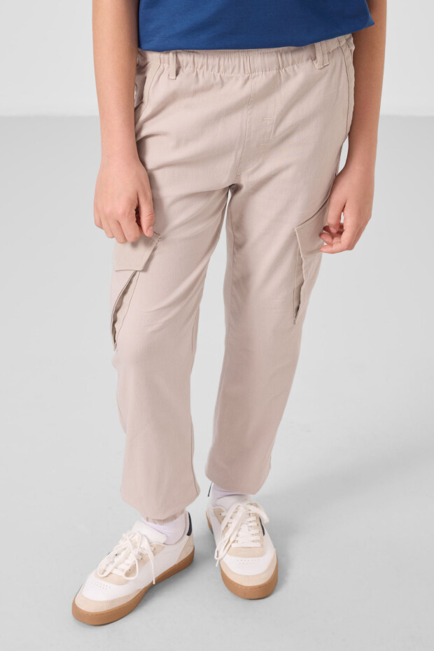 Taş Standart Fit Dokuma Hafif Esnek Chino Erkek Çocuk Pantolon - 11271 - 2