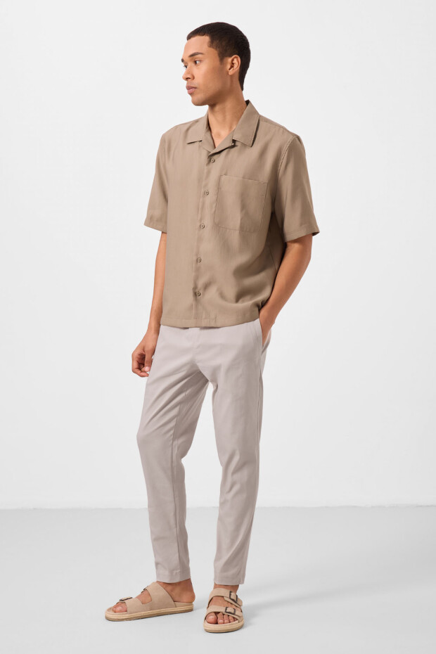 Taş Standart Fit Dokuma Hafif Esnek Chino Erkek Pantolon - 82179 - 1