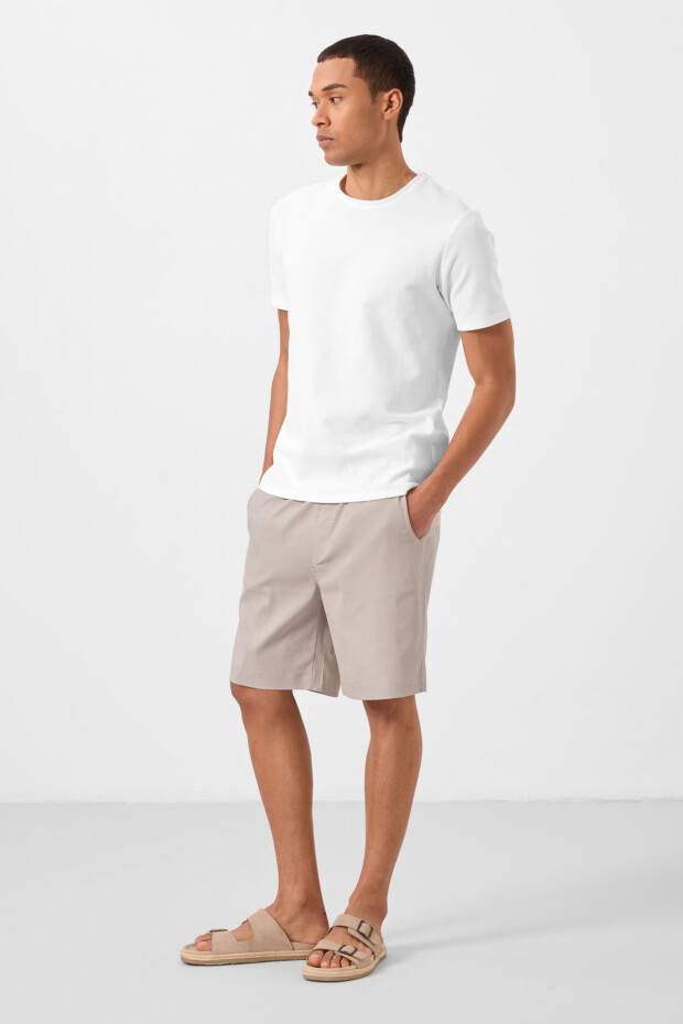 Taş Standart Fit Dokuma Hafif Esnek Chino Erkek Şort - 81289 - 6