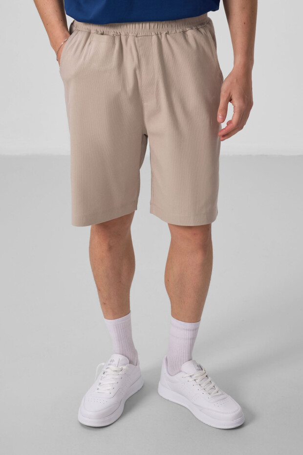 Taş Standart Fit Dokuma Hafif Esnek Chino Erkek Şort - 81290 - 3