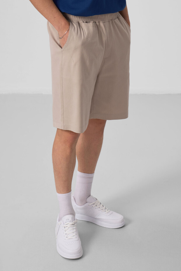 Taş Standart Fit Dokuma Hafif Esnek Chino Erkek Şort - 81290 - 5