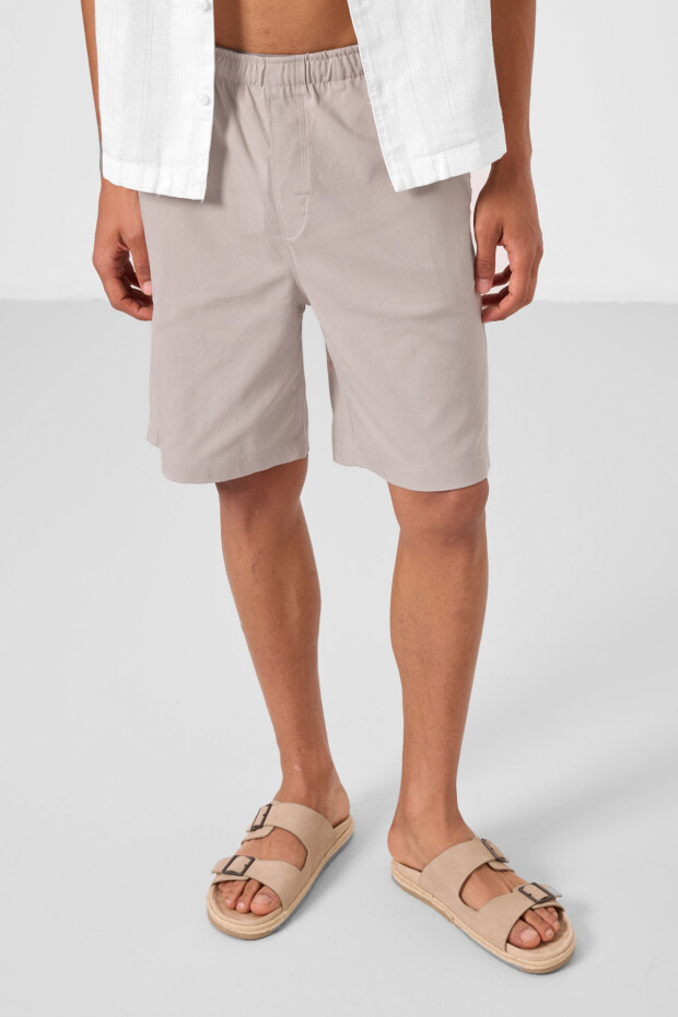 Taş Standart Fit Dokuma Hafif Esnek Chino Erkek Şort - 81291 - 2