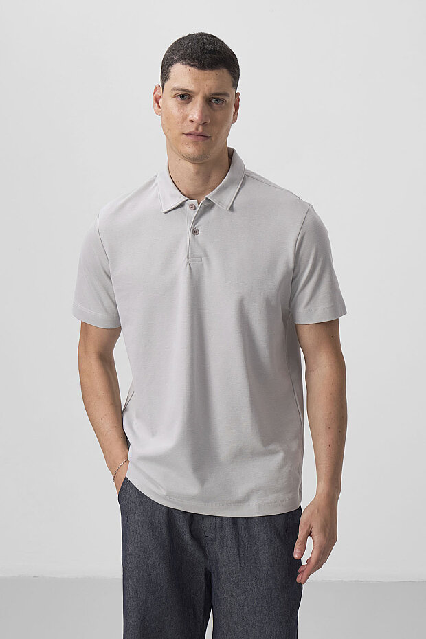 Taş Standart Kalıp Basic Polo Yaka Erkek T-Shirt - 87768 - 1