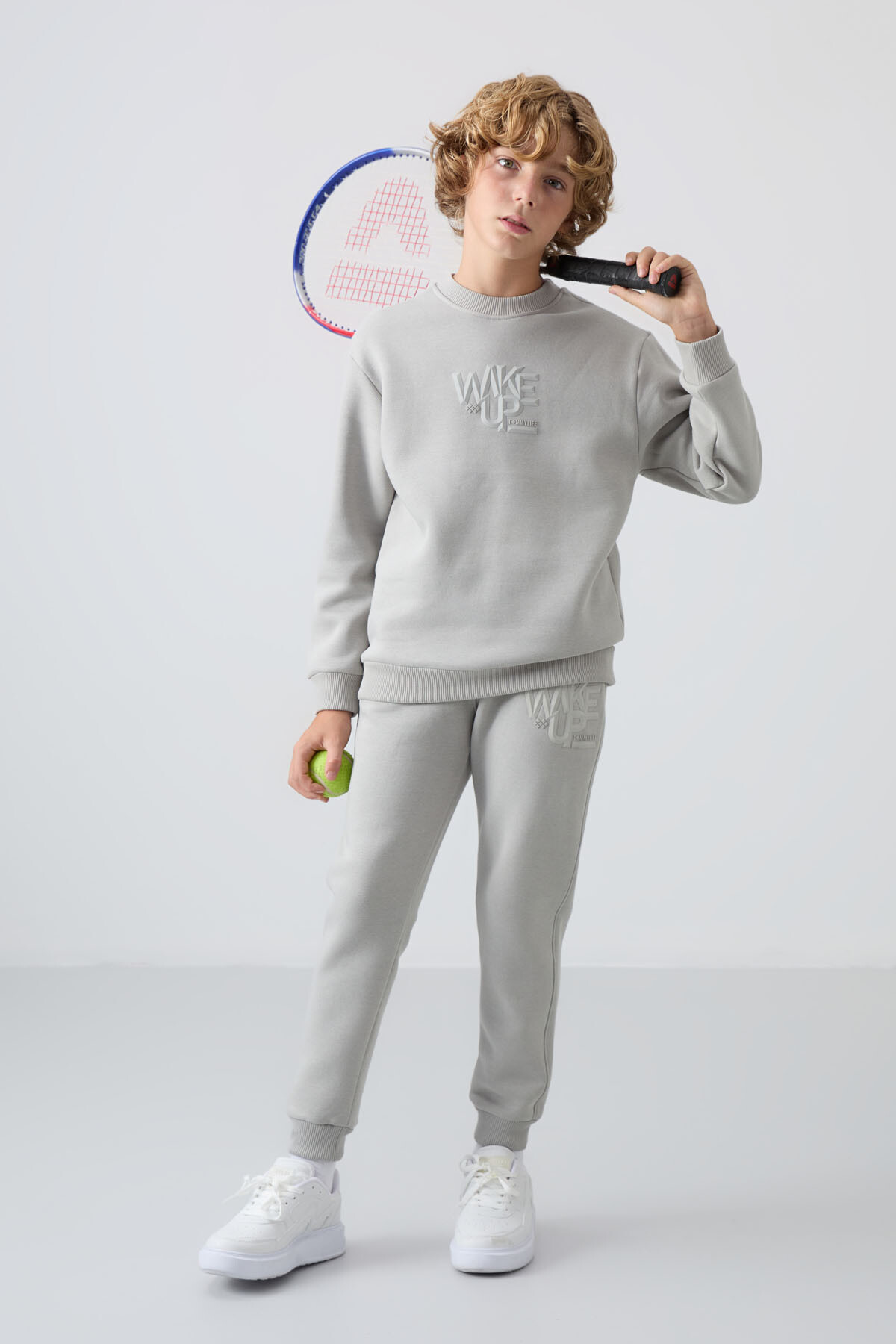 Taş Pamuklu Kalın İçi Tüylü Yumuşak Dokulu Standart Fit Baskılı Erkek Çocuk Eşofman Takım - 11253 - TOMMYLIFE