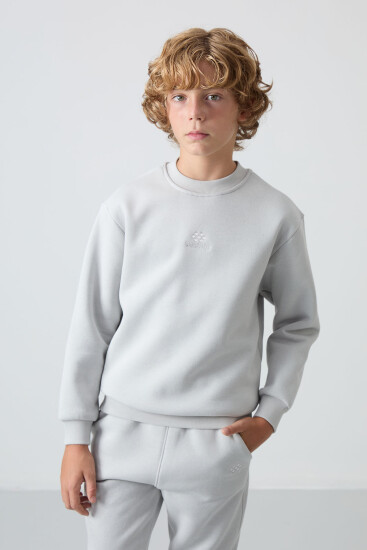 Taş Pamuklu Kalın İçi Tüylü Yumuşak Dokulu Standart Fit Nakışlı Erkek Çocuk Eşofman Takım - 11249 - TOMMYLIFE (1)