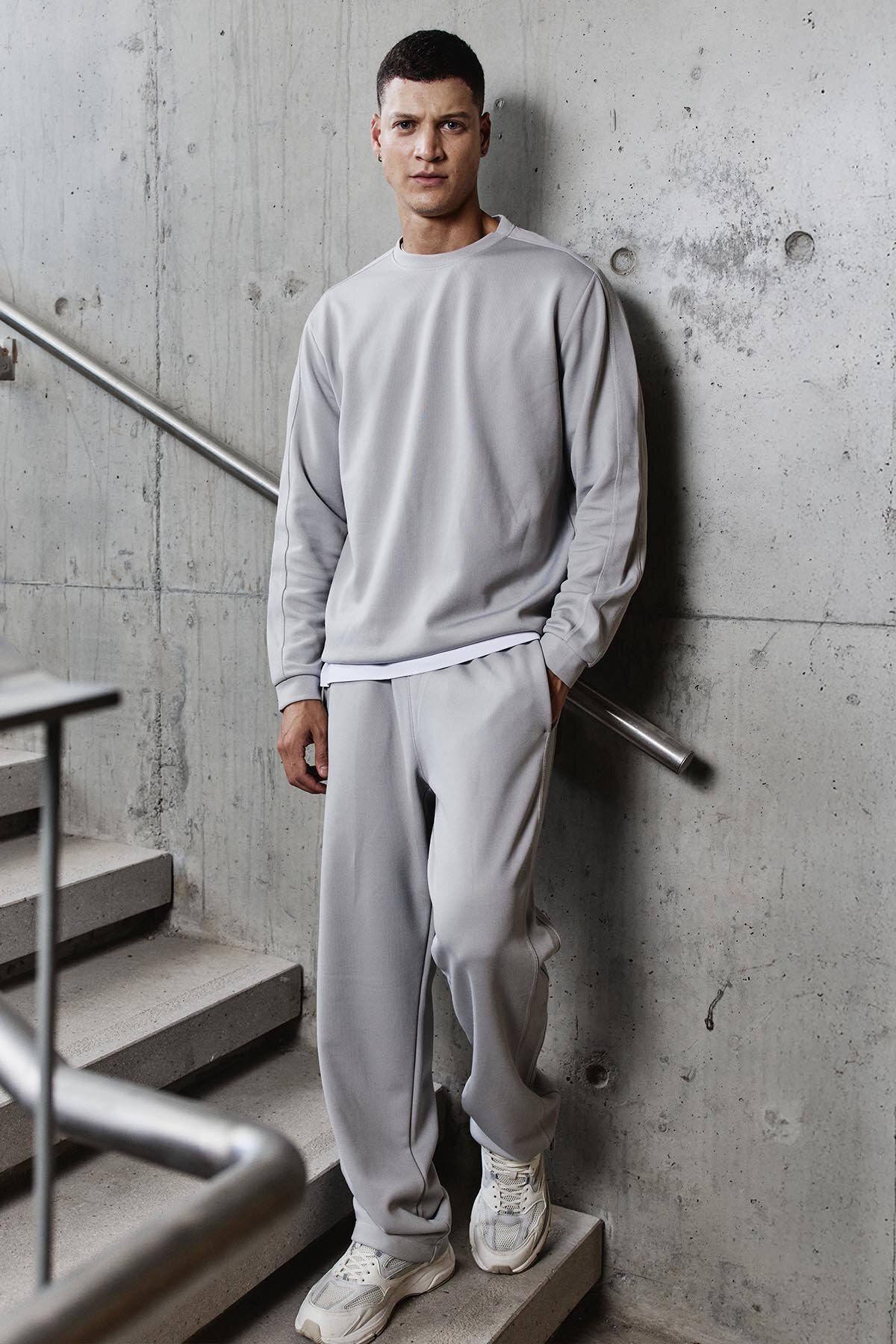 Taş Yüzeyi Dokulu Oversize Erkek Eşofman Takım - 85275 - TOMMYLIFE