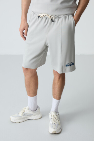 Taş Pamuklu Kalın Yumuşak Dokulu Oversize Fit Basic Erkek Şort Takım - 85259 - Air Jones (1)