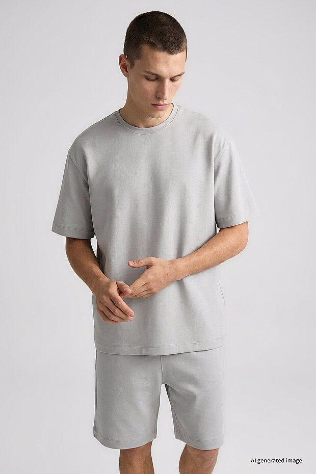 Taş Oversize Fit Basic Erkek Şort Takım - 85292 - 3