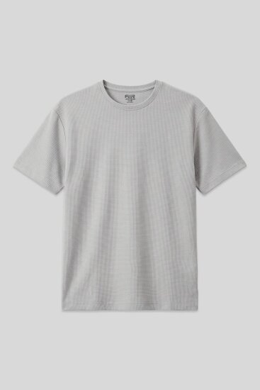 Taş Waffle İnterlok Yüzeyi Dokulu Oversize Fit Basic Erkek T-Shirt - 88379 