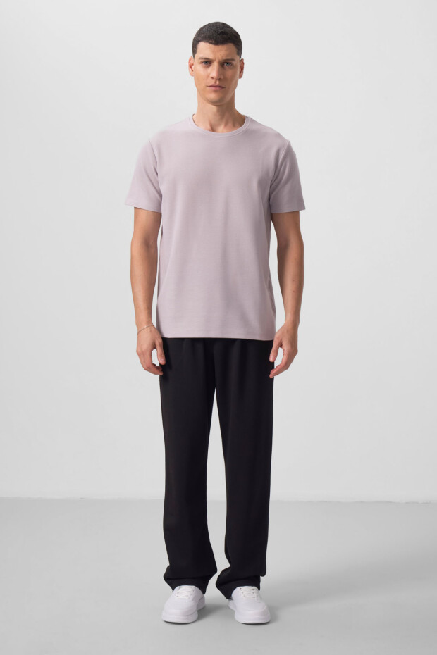 Taş Yüzeyi Dokulu Rahat Form Basic Erkek T-Shirt - 88436 - 2