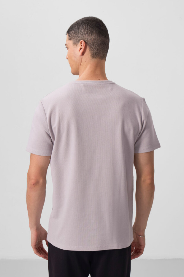 Taş Yüzeyi Dokulu Rahat Form Basic Erkek T-Shirt - 88436 - 5