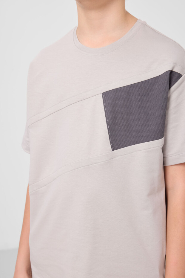 Taş-Antrasit Pamuklu Oversize Fit Dokuma Hafif Esnek Chino Erkek Çocuk Şort Takım - 11275 - 5