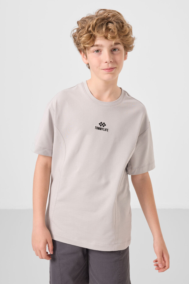 Taş-Antrasit Pamuklu Oversize Fit Dokuma Hafif Esnek Chino Erkek Çocuk Şort Takım - 11276 - 3