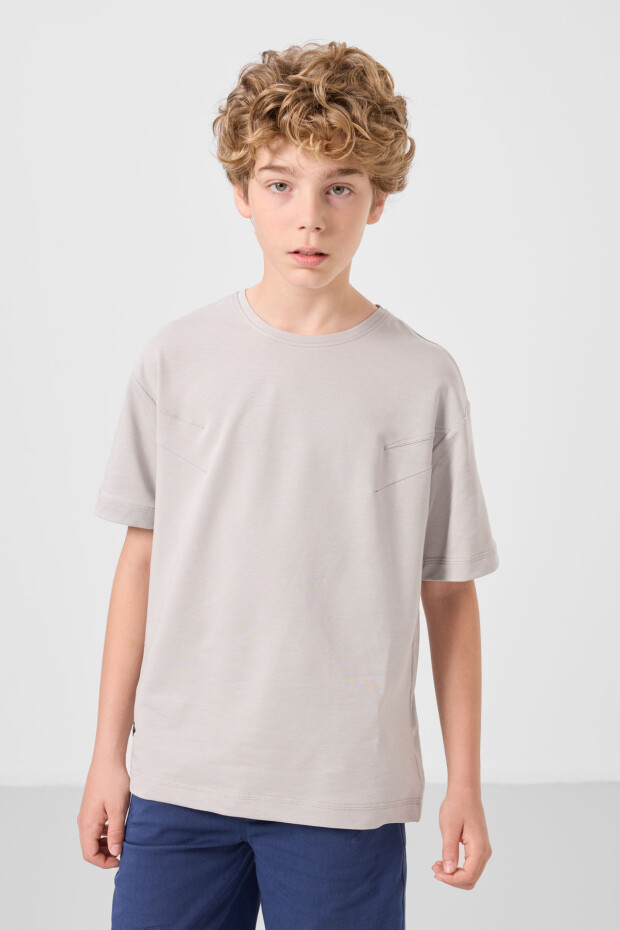 Taş-Parlament Pamuklu Oversize Fit Dokuma Hafif Esnek Chino Erkek Çocuk Şort Takım - 11277 - 5