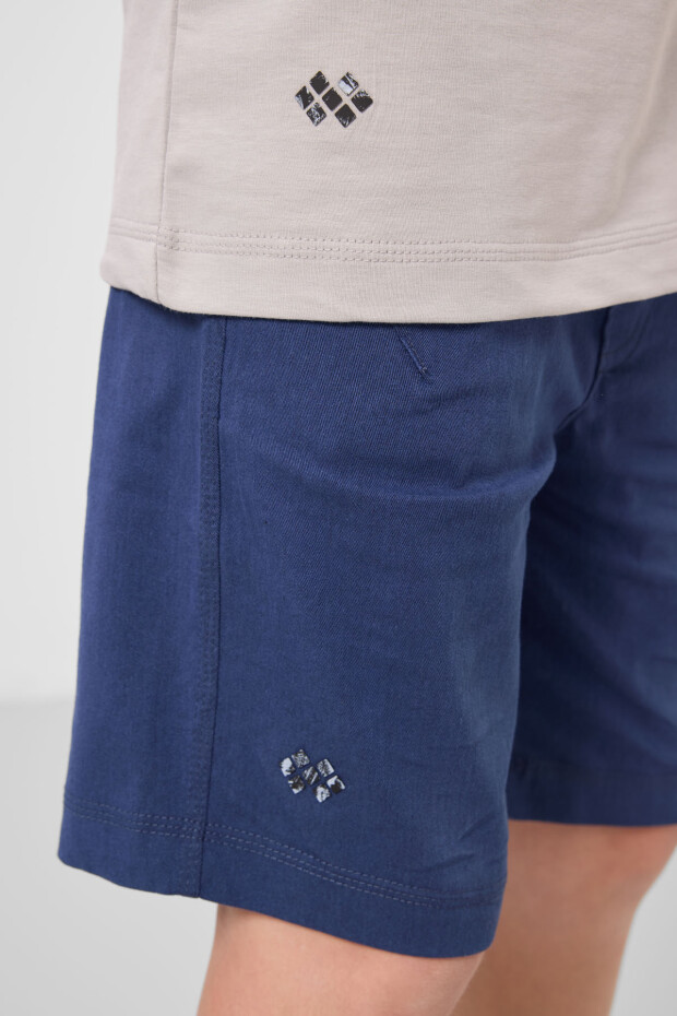 Taş-Parlament Pamuklu Oversize Fit Dokuma Hafif Esnek Chino Erkek Çocuk Şort Takım - 11277 - 6