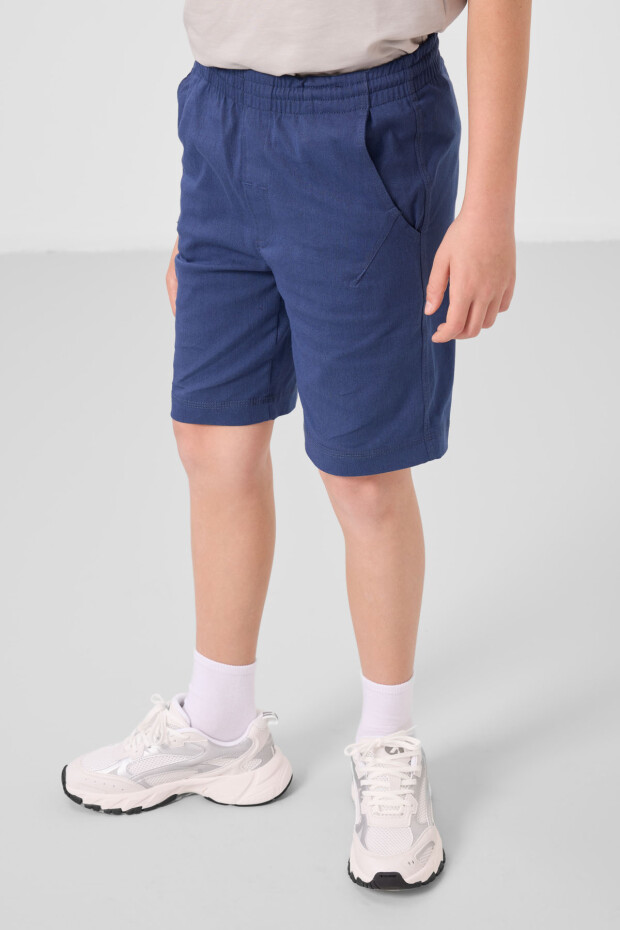 Taş-Parlament Pamuklu Oversize Fit Dokuma Hafif Esnek Chino Erkek Çocuk Şort Takım - 11277 - 4