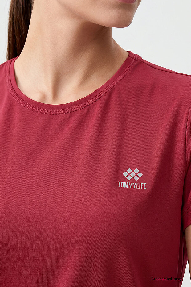 Viva Kırmızı Basic Kısa Kol Standart Kalıp O Yaka Kadın T-Shirt - 97144 - 3