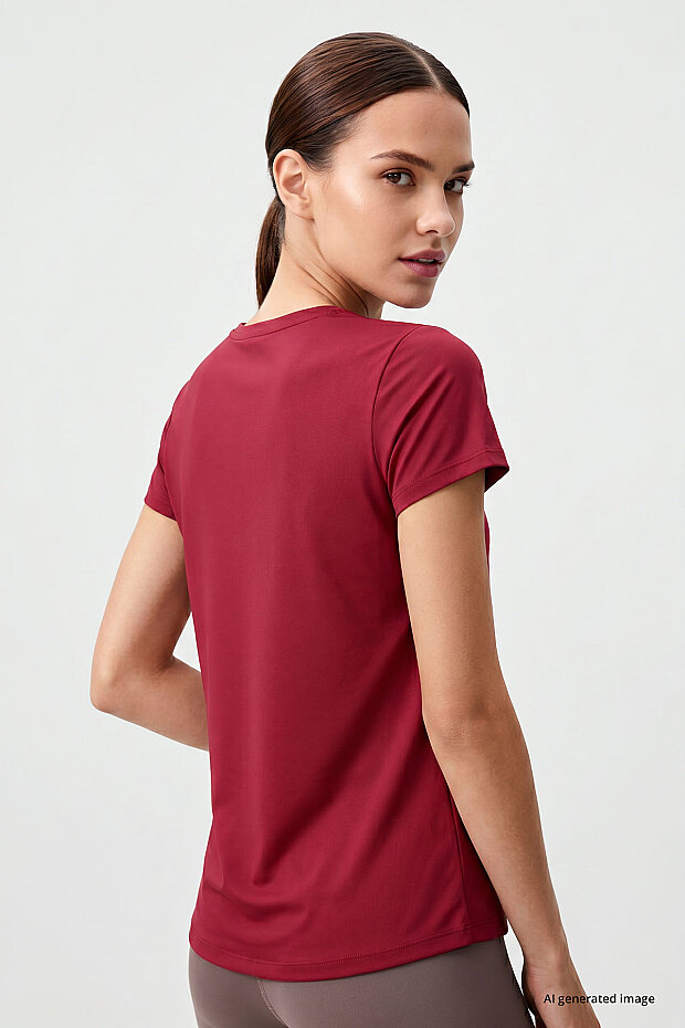 Viva Kırmızı Basic Kısa Kol Standart Kalıp O Yaka Kadın T-Shirt - 97144 - 5